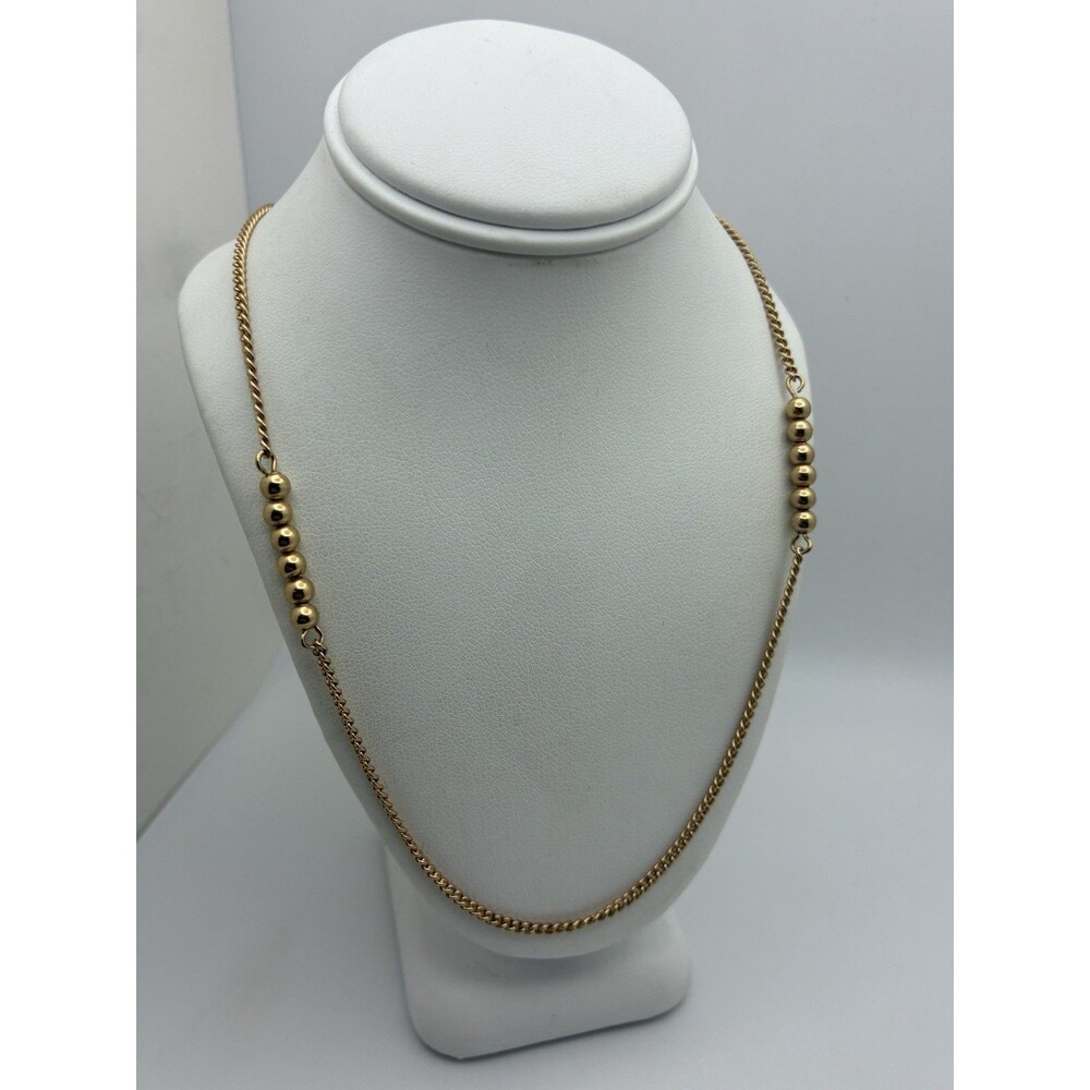 Lovely Avon Vintage Gold Tone Bead Bar Chain Necklace 19” Signed